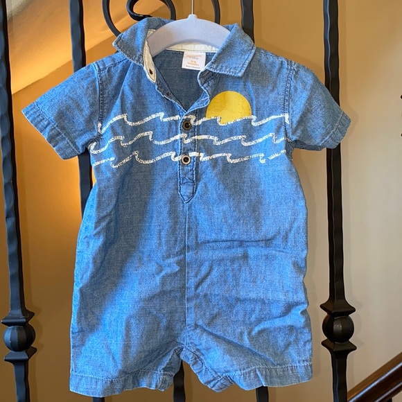Gymboree Baby Denim Romper - Sun & Waves - Picture 1 of 4